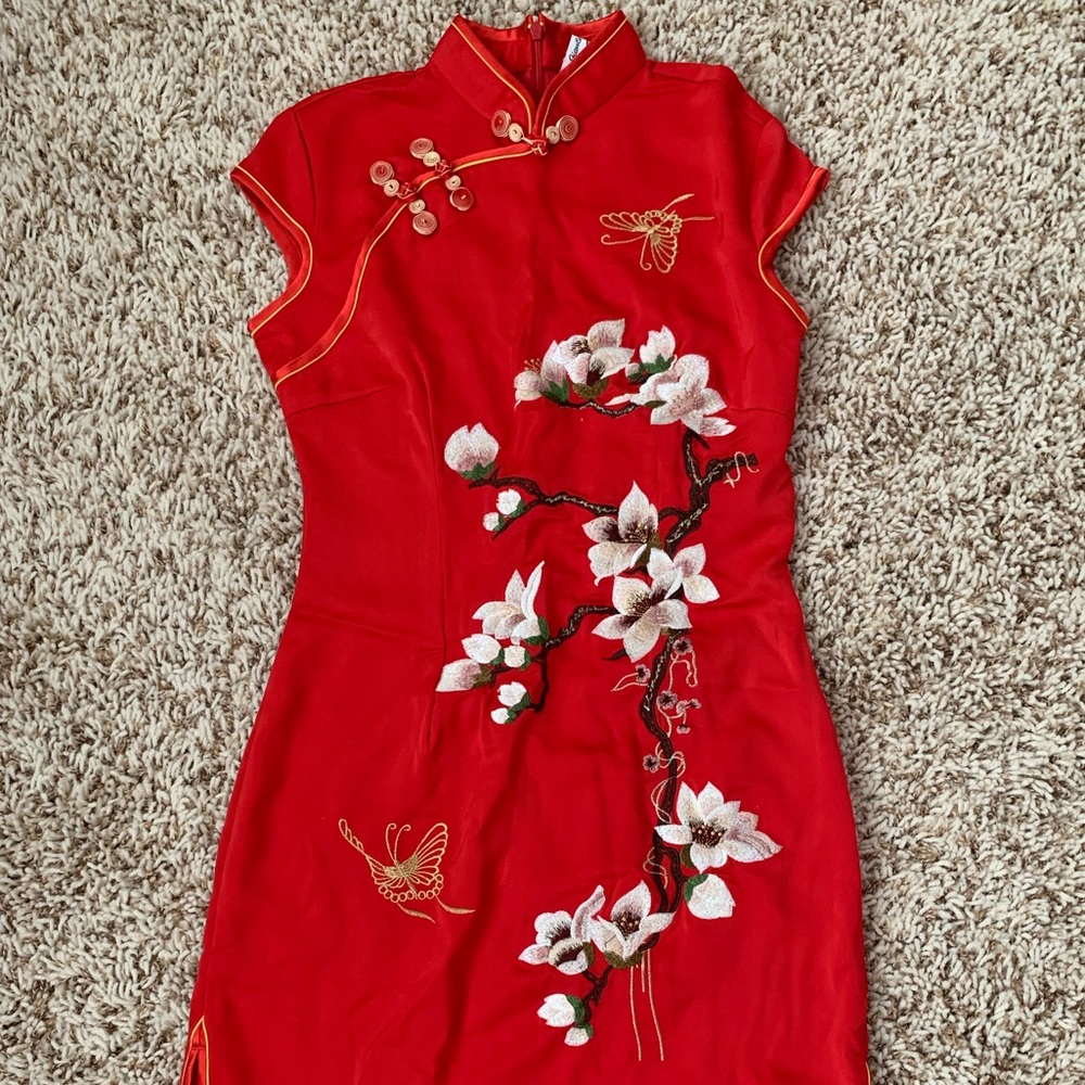 Short Red Chinese Qipao Dress